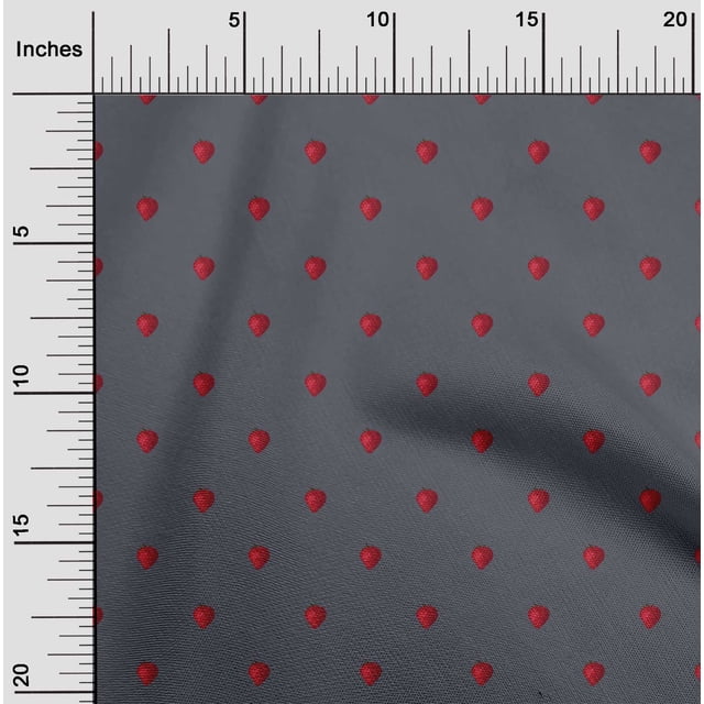 oneOone Tissu Popeline de Coton Imprimé Fraise au Mètre 56 Pouces de Large
