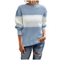 thumbnail image 1 of IROINID Chandail à Col Rond pour Femmes, Bloc de Couleur, Décontracté, Mi-Long, Manches Longues, Haut Assorti, Blouse Tricotée, 1 of 8