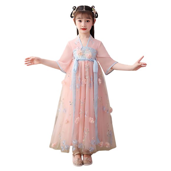 JSCDRPDWL Christening Gown Plus Size Church Dresses Country Dress Red Formal Dress Girls Clothes Size 6-7 Christmas Clothes for Kids Girl Clothes 8, Pink 9-10 Years