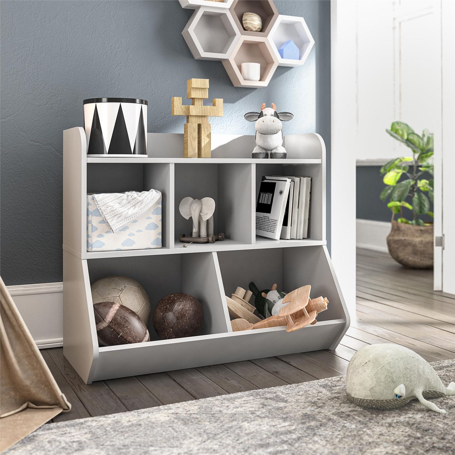 Ameriwood Home Tyler Kids Toy Storage Bookcase, Dove Gray