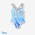 thumbnail image 1 of Disney Disney Frozen Elsa 1pc Toddler Girl Character Full Body Gradient Smudge Pattern Glossy Material Ruffle UPF 50+ Swimsuit, 1 of 7