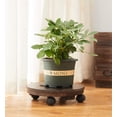 thumbnail image 2 of Panier à Plantes en Bois Robuste, Jardinière Roulante avec Roulettes Pivotantes, Support de Pot de Fleurs Mobile, Étagère Ronde pour Plantes avec Roues Verrouillables ( ), 2 of 9