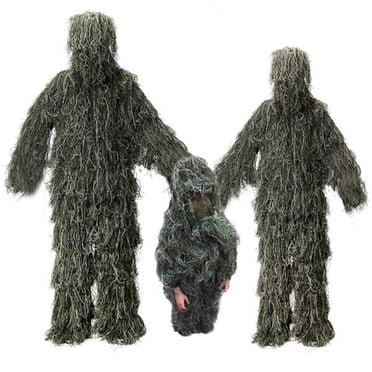 matoen Combinaison Ghillie 5 en 1 Camouflage 3D Vêtements de Chasse Incluant Veste Pantalon Capuche Sac de Transport