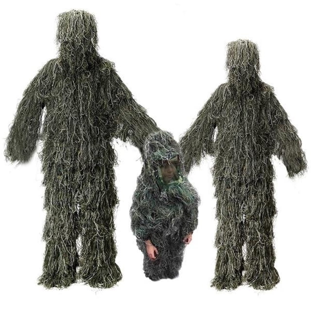 Meitianfacai 5 In 1 Ghillie Suit, 3D Camouflage Hunting Apparel Including Jacket, Pants, Hood, Carry Bag