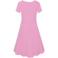 thumbnail image 3 of Robe d'Été pour Femme à Encolure Carrée, Grande Taille, Mignonne, à Manches Courtes, Taille Haute, Robe Trapèze Évasée à Volants, Danse, Rose, m, 3 of 6