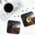 thumbnail image 4 of Vsdgher Pyramid Desert Cat Print Leather Coasters for Drinks, Durable Drink Coasters 4 Set for Tabletop Protection, Luxurious Home Décor and Housewarming Gift-Square, 4 of 6