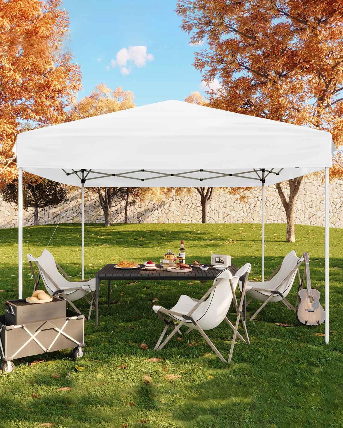 3x3m Pop-Up Canopy Tent, 210D Oxford Fabric Folding Gazebo with Carry Bag, Black, for Outdoor Events, Parties, Patio