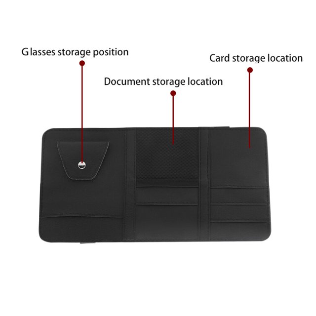 ruzhgo PU Leather Sun Visor Storage Case Car Card Organizer Vehicle Storage Pouch for Sunglasses Small Business Card Holder Type