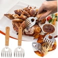 thumbnail image 2 of LiveSatisfy Clearance Stainless Steel Meat Shredder Claws with Long Wooden Handles for Pulled Pork, Turkey, Chicken - BBQ Tools for Shredding, Pulling, Handling, and Serving (2 PCS), 2 of 9