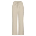 thumbnail image 4 of Timegard Womens Crop Pants Elastic Waisted Tapered Leg Solid Color Summer Lounge 7/8 Trousers with Pockets, 4 of 6