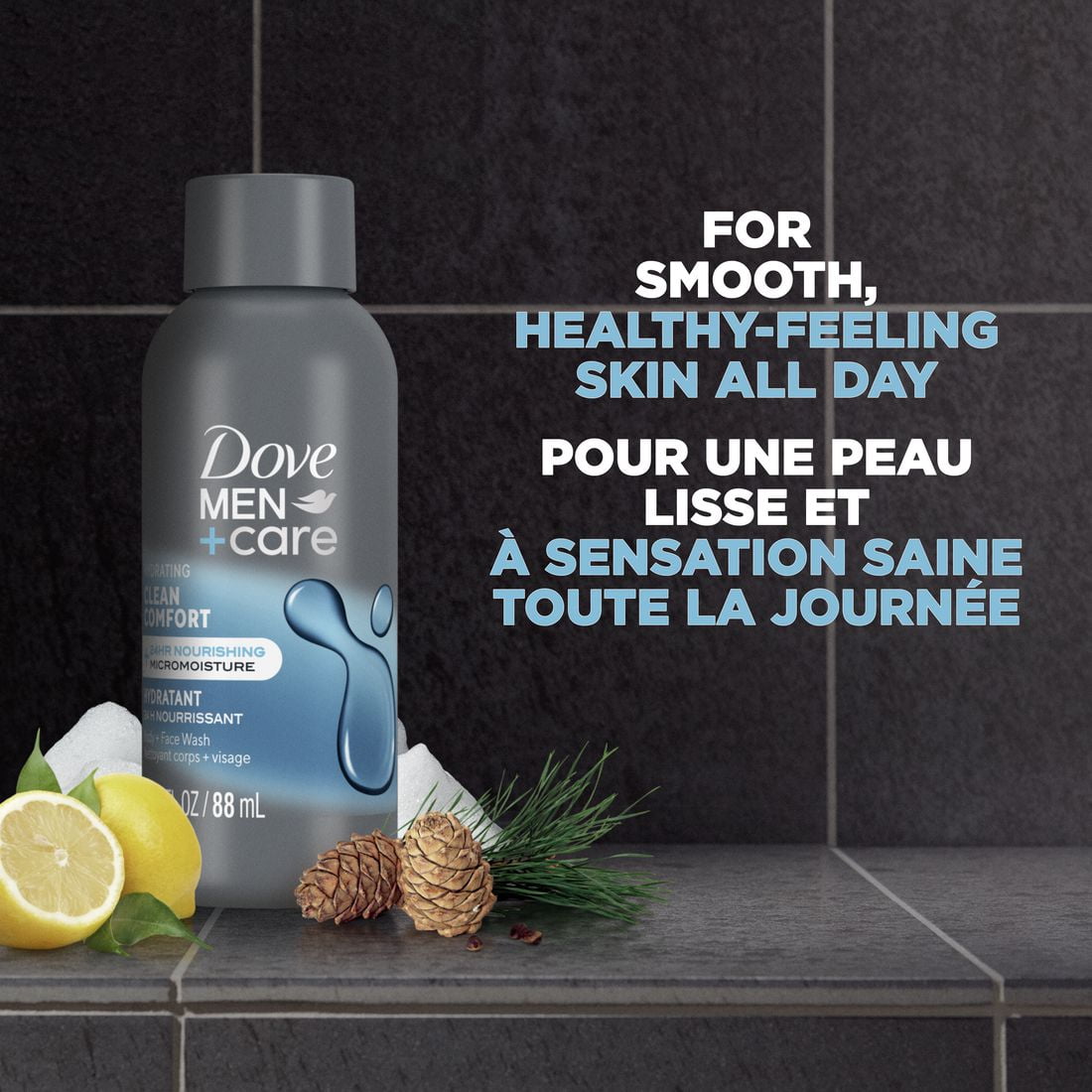 Dove Men+Care Nettoyant Corps + Visage Confort Propre Hydratant, 88 ml