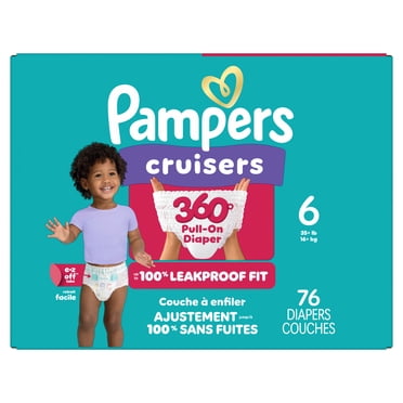 Pampers Diapers - Cruisers 360° - Size 6, up to 100% Leakproof Fit, Designed for Active Babies, Pull On Diaper, EZ Off Tabs Designed for Easy Changes