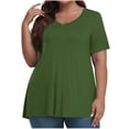 thumbnail image 1 of Timegard Womens Summer Tops Plus Size V-Neck Short Sleeve Comfy Long Tops Basic Tee Casual Loose Blouse, 1 of 7