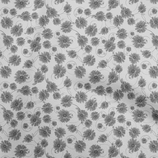 oneOone Georgette Viscose Gray Fabric Florals Craft Projects Decor Fabric Printed By The Yard 42 Inch Wide