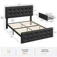 thumbnail image 2 of Cadre de Lit avec 4 Tiroirs de Rangement et Tête de Lit Ajustable, Base de Matelas Rembourrée en Lin Doux pour la Peau, Aucun Sommier à Ressort Nécessaire, 2 of 9