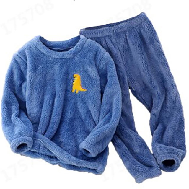 RXIRUCGD Fall And Winter New Padded Suit Round Neck Pullover Parent-child Pajamas Set( Blue, Size:4Years )