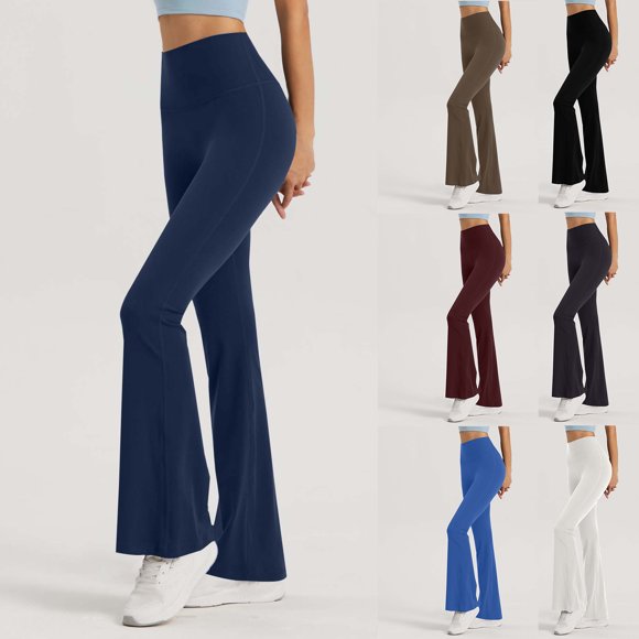 Mceream Flare Yoga Pants for Women - Soft High Waist Bootcut Leggings Tall & Long Bootleg Pants for Women Navy M