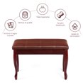 thumbnail image 4 of Patiojoy Piano Bench Wood Padded Double Duet Keyboard Seat w/ Storage Box Brown, 4 of 10
