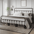 thumbnail image 1 of Fullfurnique Classic Iron Platform Bed with High Headboard and Footboard, King, Black, 1 of 9