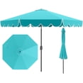 thumbnail image 1 of Costway Parasol de Patio 10 Pi avec Manivelle, Inclinaison Réglable, Volants, Toit Ventilé, 8 Baleines, Bleu, 1 of 10