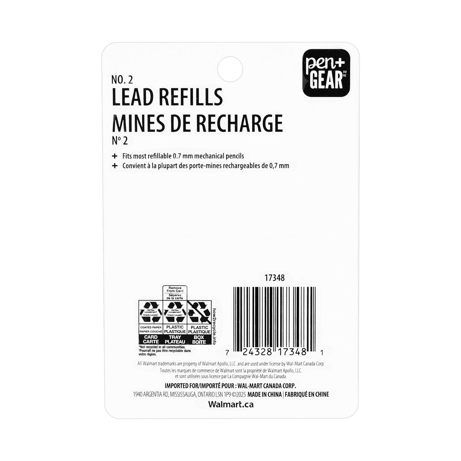 Recharges de crayon mécanique Pen+Gear n° 2, mine foncée, 0,7 mm, 90 unités