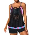 thumbnail image 2 of UPPADA Women Tankini Swimsuits Set Two Piece Tummy Control Bathing Suit Racerback Flowy Swimwear Swim Dress with Bra Skirted Bathing Suit Modest Swimwear with Shorts on Clearance Black,XXL, 2 of 6