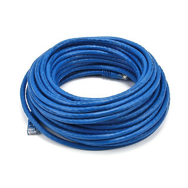 Digiwave Câble Réseau Mâle à Mâle de 25 Pi Cat6 Enroulé avec une Veste flexible Bleue et des Connecteurs RJ45 aux Deux Extrémités, Prenant en Charge Ethernet 10/100/1000 networks avec contacts en Cuivre Plaqué Or pour un Transfert de Données Fiable à Haute Vitesse, Convient Aussi aux applications power over Ethernet.