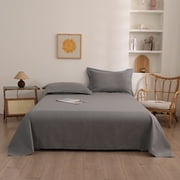 Danhjin Fiber Bed Sheet Solid Color Ease Friendly Washable Sheets A Pair of Pillowcases Comforter Set
