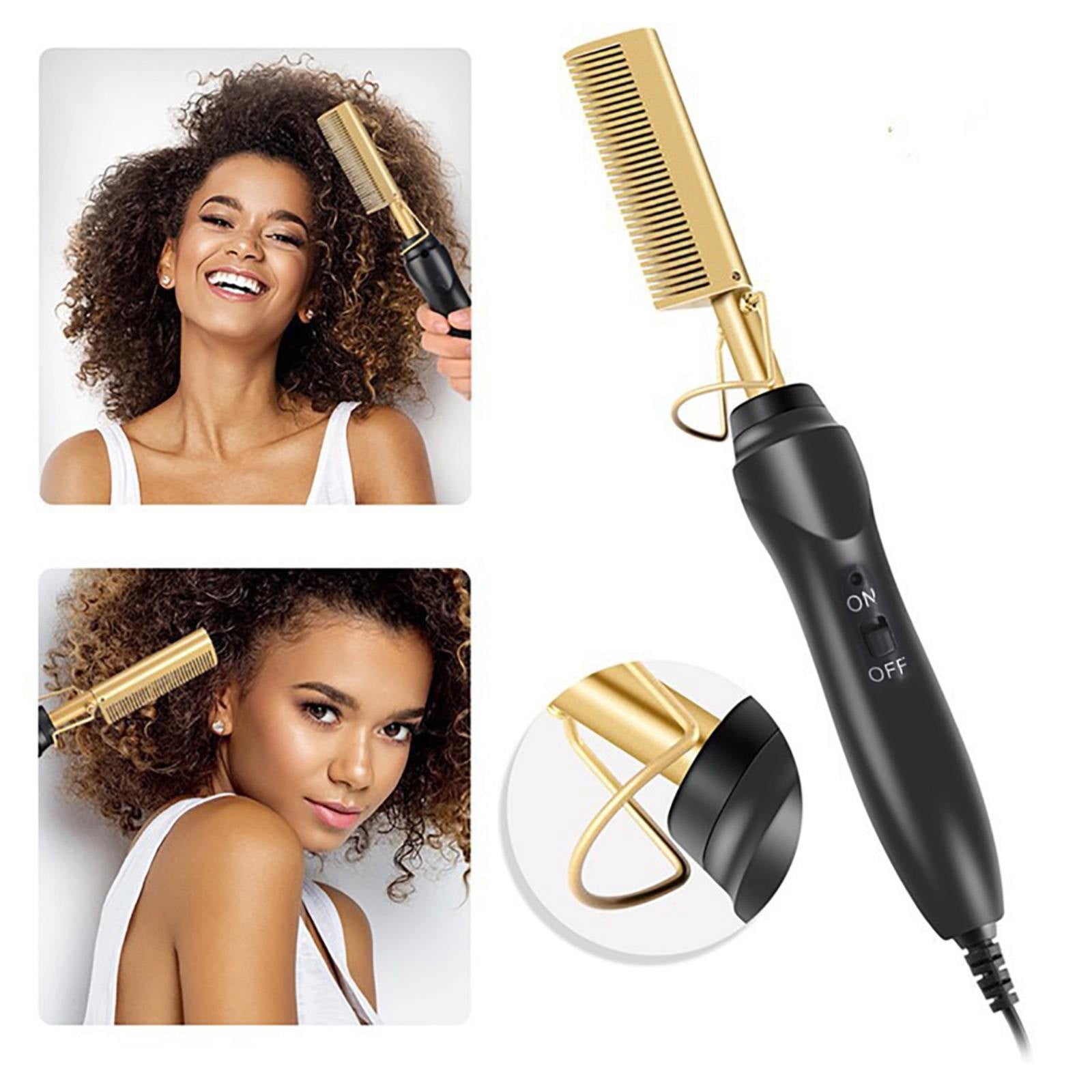 WIFKLSIIPG Dual Purpose Dry and Wet Copper Comb Hair Straightener Household Curling Multifunctional Bangs Electric Comb Hair Straightener
