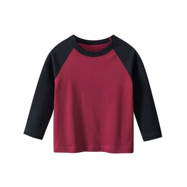Splozh T-Shirts d'Automne pour Tout-Petit Garçon, Garçons, Confortables et Respirants, à Manches Longues, Haut Décontracté et Polyvalent Rouge, 3-4 Ans