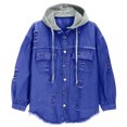 thumbnail image 4 of RXMEKW Womens Shirts Casual, Solid Color Denim Jacket with Detachable Hood, 4 of 9