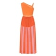 thumbnail image 4 of LiiYii Robe de Danse Lyrique pour Filles Ballet Patinage Artistique Longue Robe Justaucorps de Gymnastique Sans Manches Orange 14, 4 of 8