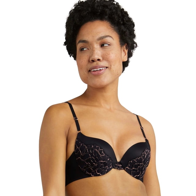 Maidenform Womens Love the Lift Push Up Demi Bra, 40B, BlackRose Gold