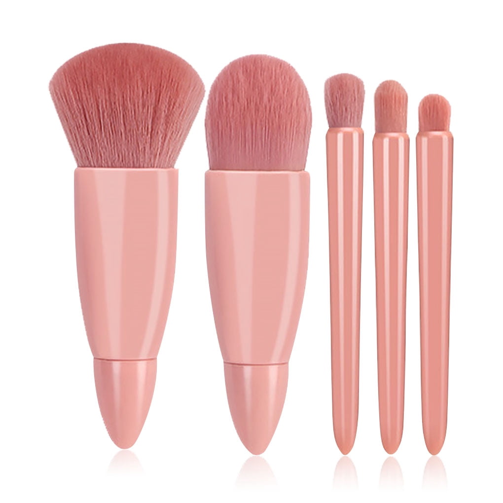 yingyy Pack of 5 Makeup Brushes Fiber Plastic Handle with Mirror Make Up Brush Professional Beginner Cosmetics Tools Traveling