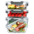 thumbnail image 1 of 5-Pack Borosilicate Glass Meal Prep Containers (36oz) - Airtight Lids, Stackable, Microwave/Oven/Freezer/Dishwasher Safe (4.5 Cup), 1 of 8