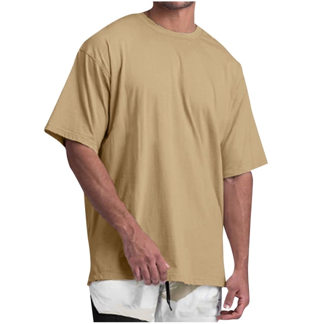 QIPOPIQ Men's Heavyweight Cotton Short Sleeve Crew Neck T-Shirt Clearance