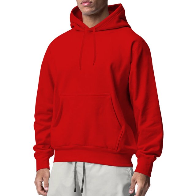 Innerwin Chandails à Capuche à Cordon pour Hommes Automne Couleur Unie Épais Chandail à Capuche Grand Rouge m