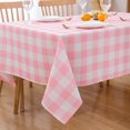 thumbnail image 1 of Pink Gingham Tablecloth Rectangle Table 60" X 120" - Oblong Polyester Pink and White Checkered Plaid Table Cover Reusable Water Resistant for Spring Valentine Summer Holiday Picnic Dinner Table Décor, 1 of 6