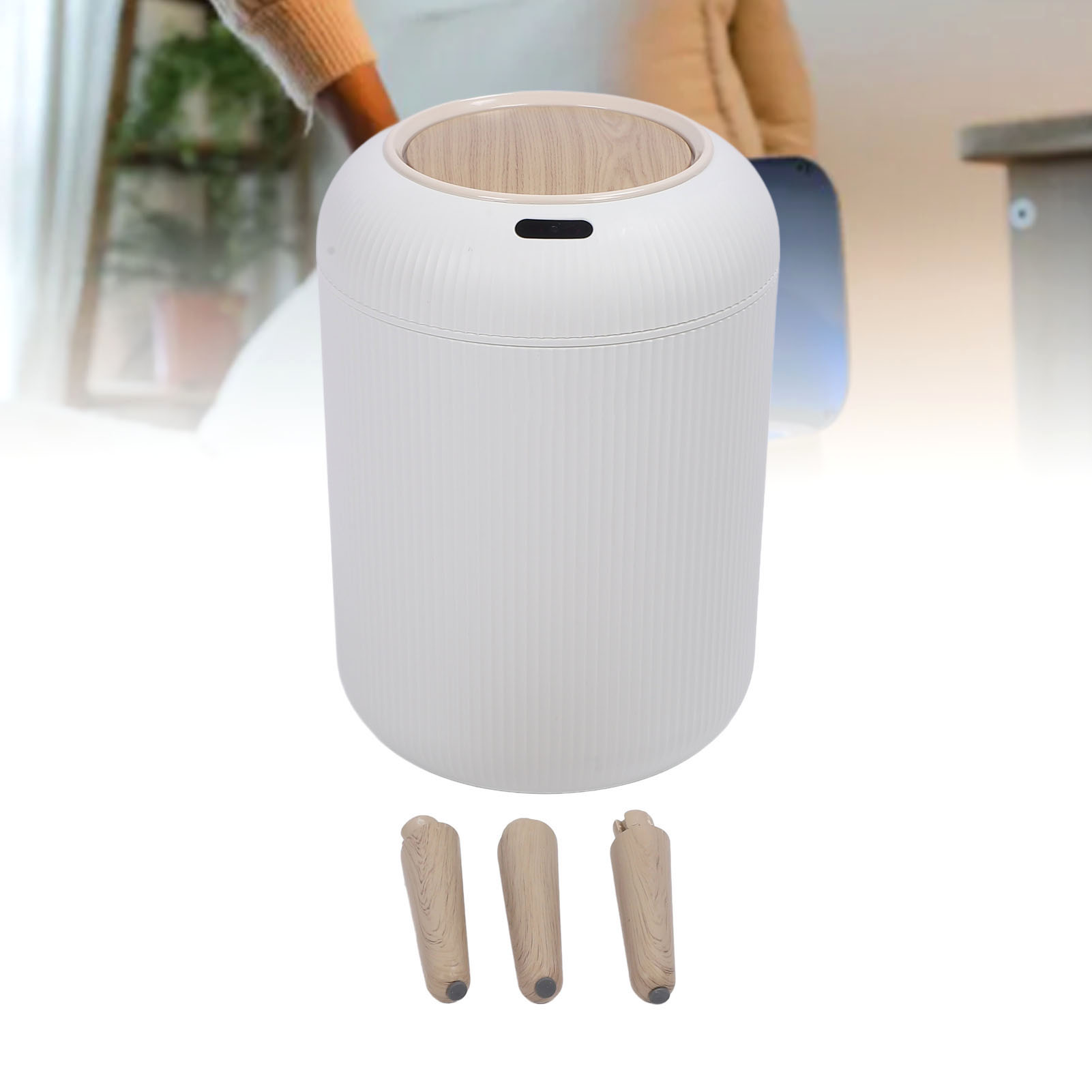 Motion Sensor Trash Can with Lid, Water Proof Plastic Smart Sensor Wastebasket Touchless Automatic Garbage Bin with 3 Bucket Legs for Living Rooom Bedroom Bathroom Kitchen RV