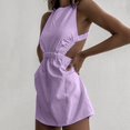 thumbnail image 2 of B91xZ Robes Babydoll pour Femmes Décontractées Sans Manches à Col en V à Pois Plissées Évasées Fluides, PP1 TTG, 2 of 5
