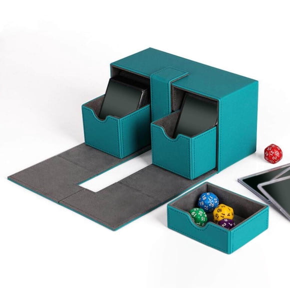 Trading Card Deck Box Holder Case Storage Organizer for Card Cases Protectors Container MTG Card Dice Green