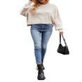thumbnail image 2 of Women Knit Sweater Long Sleeve Crew Neck Solid Loose Pullover Warm Sweater, 2 of 5