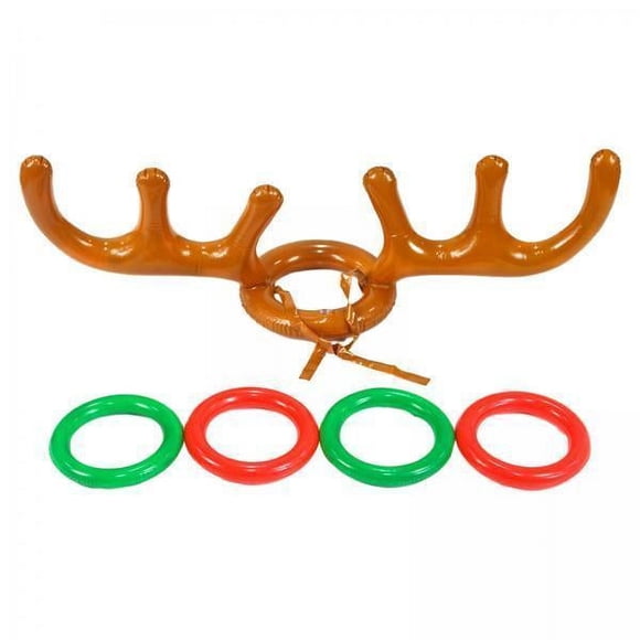 Bunblic 6xRing Toss Toy Set Inflatable Deer Set Accessories Carnival Outdoor Games for Games Christmas Indoor Family 2 Pcs