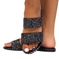 thumbnail image 4 of Cameland Women's Summer New Plus Size Frosted Sequin Line Over Beach Flats Light Sandals, 4 of 9