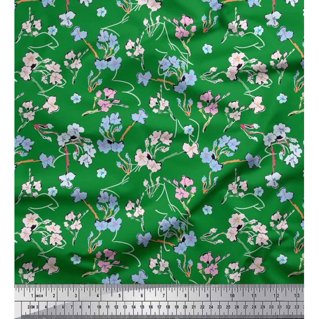 Soimoi Poly Georgette Fabric Artistic Floral Print Fabric by the Yard 42 Inch Wide