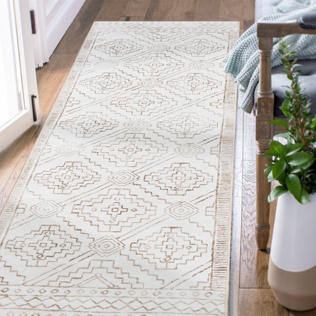 Rugking Area Rug 2X5 Living Room Moroccan Rug Hallway Taupe Modern Geometric Mat Contemporary Soft Rug Indoor Door Mat Non Slip Carpet Kitchen Bedroom Dining Room