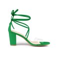 thumbnail image 3 of BLISSFUL STEP Sandales à Talon Bloc à Lacets pour Femme à Bride Transparente Vert (Taille 9), 3 of 8