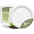 thumbnail image 1 of efyPack Assiettes Compostables en Canne à Sucre de 9 Pouces, Blanches, 1 of 6