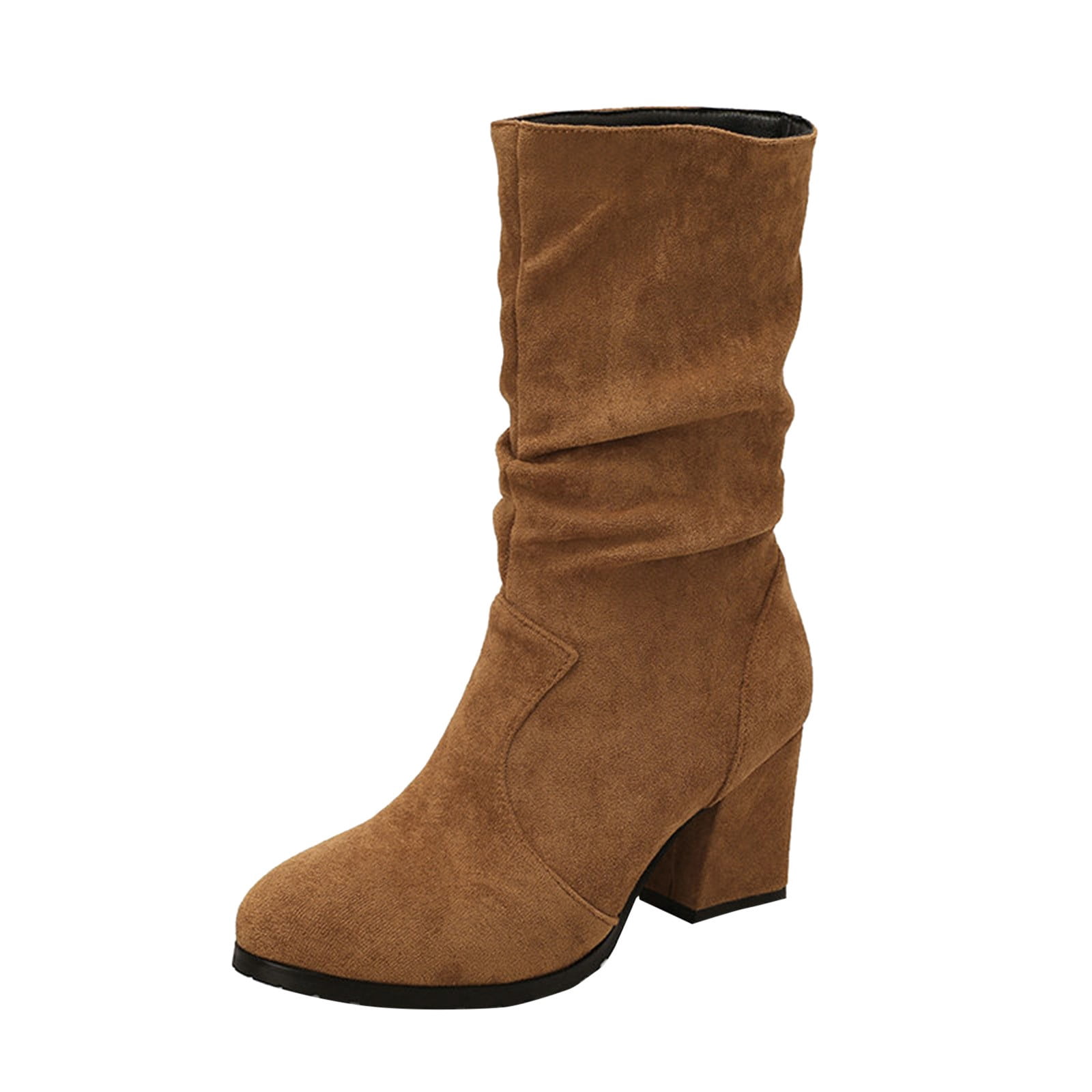 B91xZ Bottes de Cowboy pour Femmes Bottes de Cowboy Rétro Bottes Chaudes d'Hiver de Noël à Talon Compensé Bottes pour Femmes, Brun 7