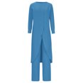 thumbnail image 1 of Birdeem Blouses pour Femmes Mode Femme Col Rond Uni Manches Longues Blouse Pantalon Long Taille Élastique Ensembles de Détente, 1 of 12